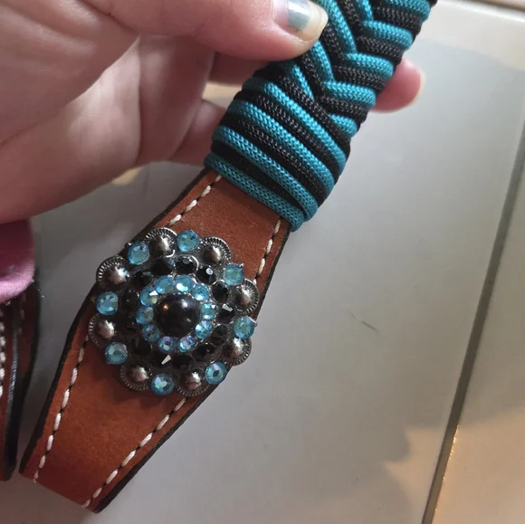 Horse Western Teal And Black Headstall - Picture 2 of 5